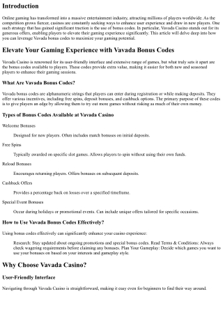 Elevate Your Gaming Experience with Vavada Bonus Codes