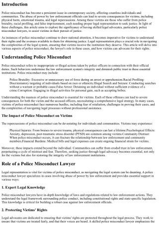 A Call for Justice: Legal Advocacy for Police Misconduct Victims