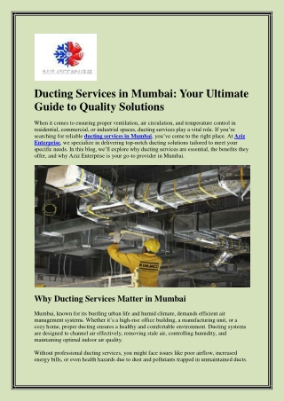 Ducting Services in Mumbai