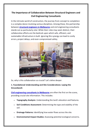 The Importance of Collaboration Between Structural Engineers and Civil Engineering Consultants