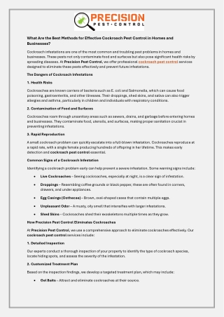 What Are the Best Methods for Effective Cockroach Pest Control in Homes and Businesses