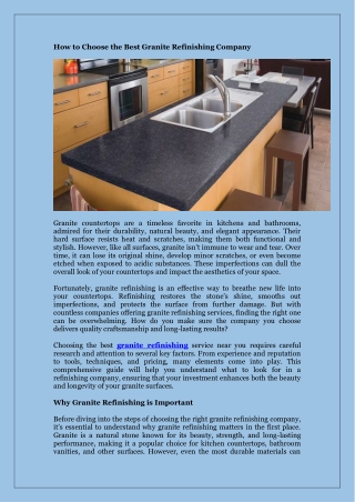 How to Choose the Best Granite Refinishing Company