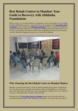 Best Rehab Centres in Mumbai