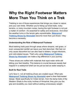 Why the Right Footwear Matters More Than You Think on a Trek