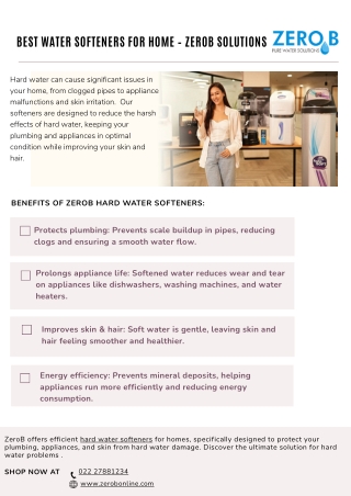 Best Hard Water Softeners for Home – ZeroB Solutions