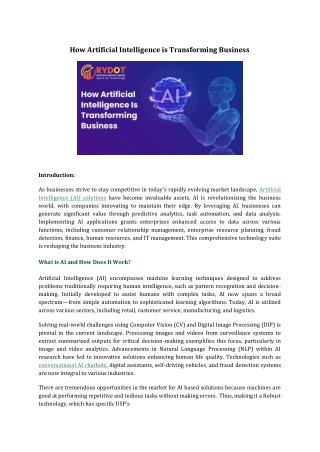 How Artificial Intelligence is Transforming Business