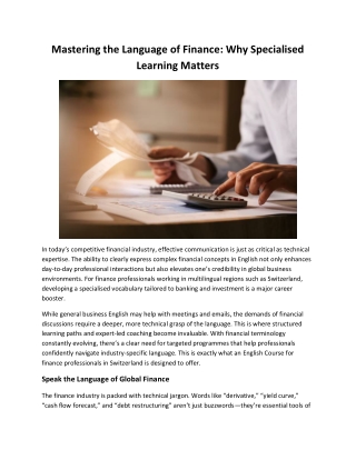 Mastering the Language of Finance Why Specialised Learning Matters