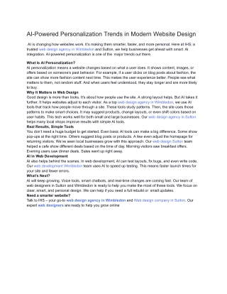 AI-Powered Personalization Trends in Modern Website Design