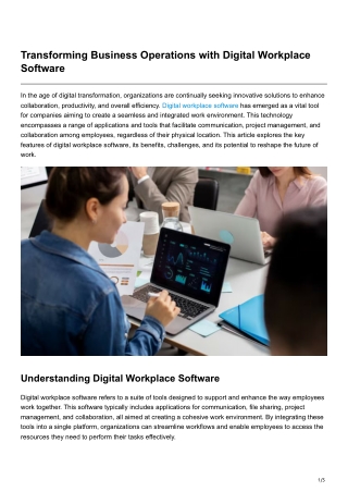 Transforming Business Operations with Digital Workplace Software
