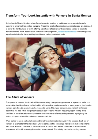 Transform Your Look Instantly with Veneers in Santa Monica