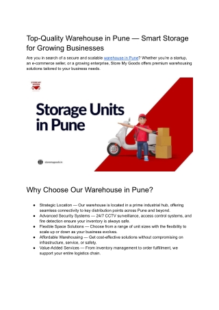 Top-Quality Warehouse in Pune — Smart Storage for Growing Businesses