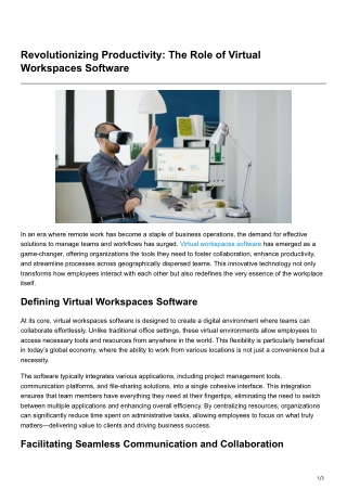 Revolutionizing Productivity The Role of Virtual Workspaces Software