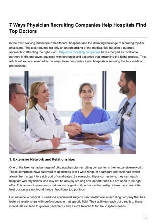 7 Ways Physician Recruiting Companies Help Hospitals Find Top Doctors