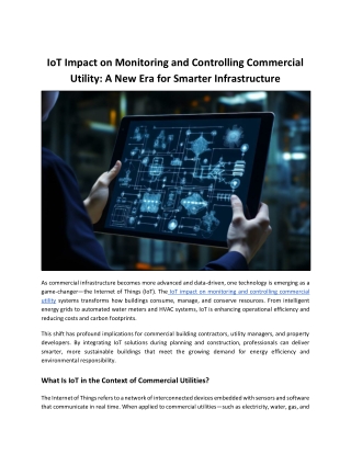 IoT Impact on Monitoring and Controlling Commercial Utility: A New Era for Smart