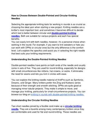 How to Choose Between Double-Pointed and Circular Knitting Needles
