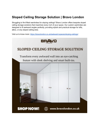 Sloped Ceiling Storage​ Solution | Bravo London