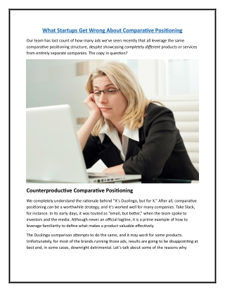 What Startups Get Wrong About Comparative Positioning