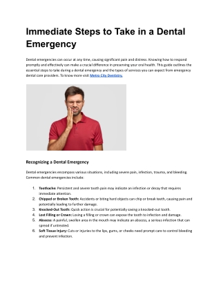 Immediate Steps to Take in a Dental Emergency