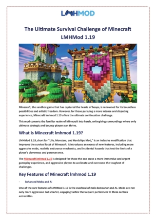 The Ultimate Survival Challenge of Minecraft LMHMod 1.19