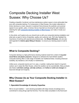 Composite Decking Installer West Sussex_ Why Choose Us
