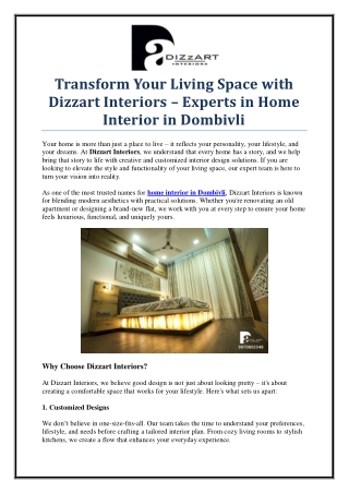 Stylish & Affordable Home Interior in Dombivli by Dizzart Interiors