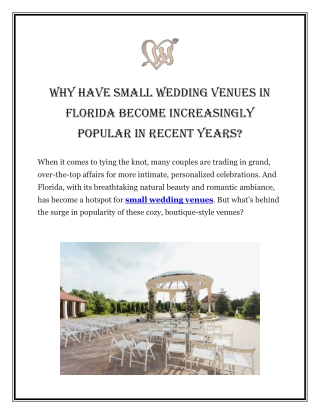 Why Have Small Wedding Venues in Florida Become Increasingly Popular in Recent Years