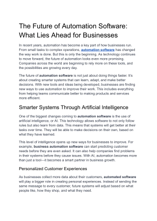 The Future of Automation Software: What Lies Ahead for Businesses