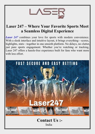 Laser 247 – Where Your Favorite Sports Meet a Seamless Digital Experience