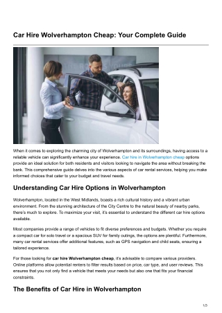 Car Hire Wolverhampton Cheap Your Complete Guide