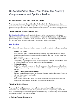 Dr. Sonalika's Eye Clinic - Your Vision, Our Priority | Comprehensive best Eye C