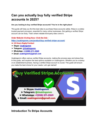 Can you actually buy fully verified Stripe accounts In 2025