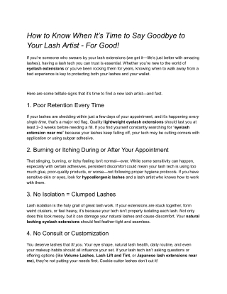 How to Know When It’s Time to Say Goodbye to Your Lash Artist - For Good