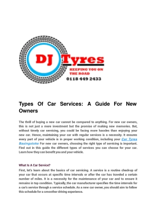 Types Of Car Services: A Guide For New Owners