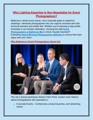 Why Lighting Expertise Is Non-Negotiable for Event Photographers