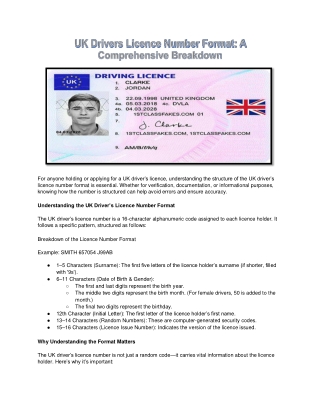 UK Drivers Licence Number Format A Comprehensive Breakdown