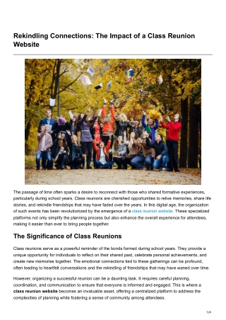 Rekindling Connections The Impact of a Class Reunion Website