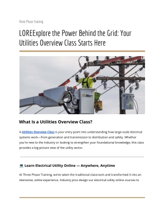 Explore the Power Behind the Grid: Your Utilities Overview Class Starts Here