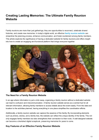 Creating Lasting Memories The Ultimate Family Reunion Website