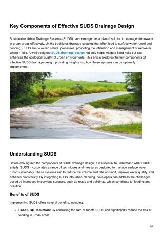 Key Components of Effective SUDS Drainage Design