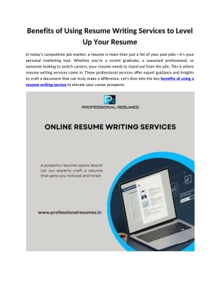 Benefits of Using Resume Writing Services to Level Up Your Resume