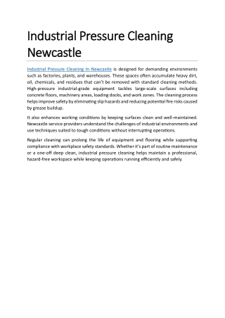 Industrial Pressure Cleaning Newcastle