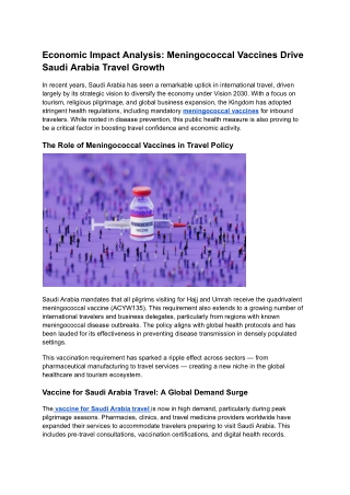 Economic Impact Analysis_ Meningococcal Vaccines Drive Saudi Arabia Travel Growth