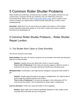 5 Common Roller Shutter Problems