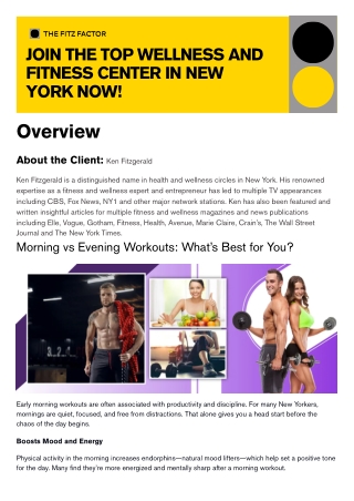 The Fitz Factor | New York Fitness & Wellness Center