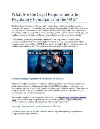 What Are the Legal Requirements for Regulatory Compliance in the UAE