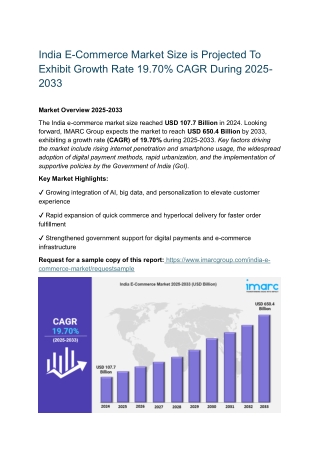 India E-Commerce Market Size is Projected To  Exhibit Growth Rate 19.70% CAGR