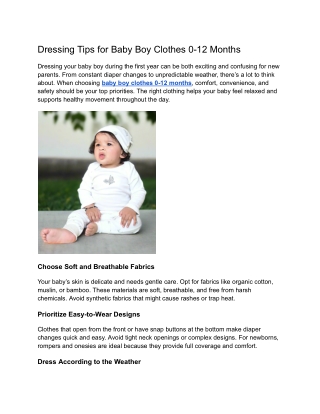 Dressing Tips for Baby Boy Clothes 0-12 Months