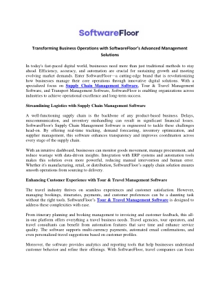 Transforming Business Operations with SoftwareFloors Advanced Management Solutions