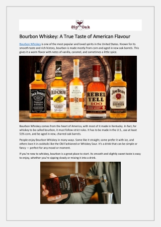 Bourbon Whiskey: A True Taste of American Flavour