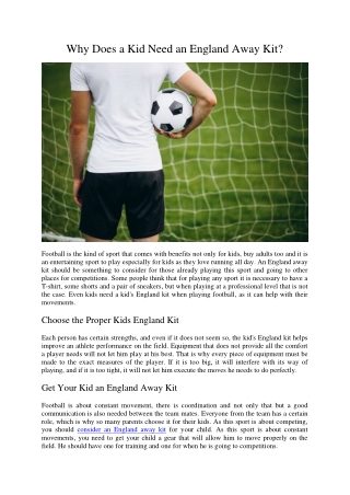Why Does a Kid Need an England Away Kit?